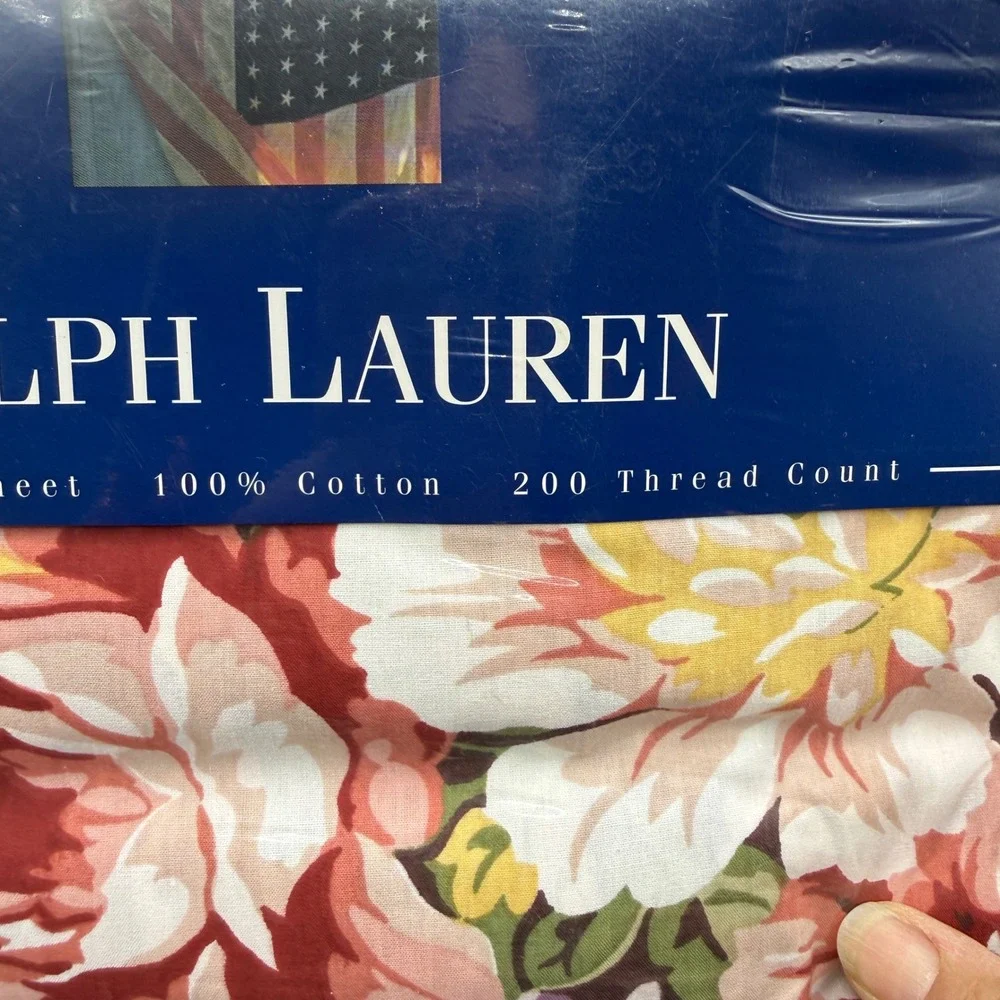 Vtg NIP NEW Ralph Lauren Brooke Floral Flat Sheet Full Yellow Cotton Cottage - Picture 4 of 6